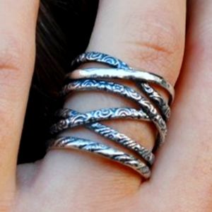 STERLING SILVER CRISSCROSS RING ISRAEL OR PAZ sz 9
